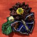画像1: 布花の菊と蝶　茶 (1)