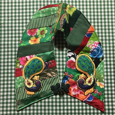 画像1: つけ襟　孔雀