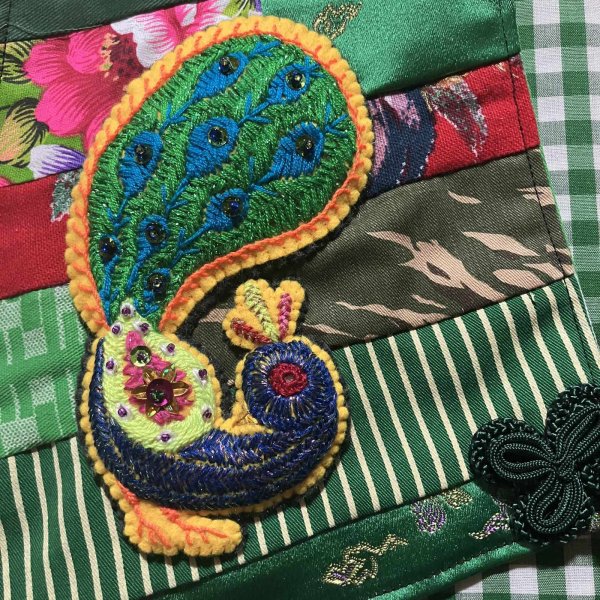 画像2: つけ襟　孔雀 (2)