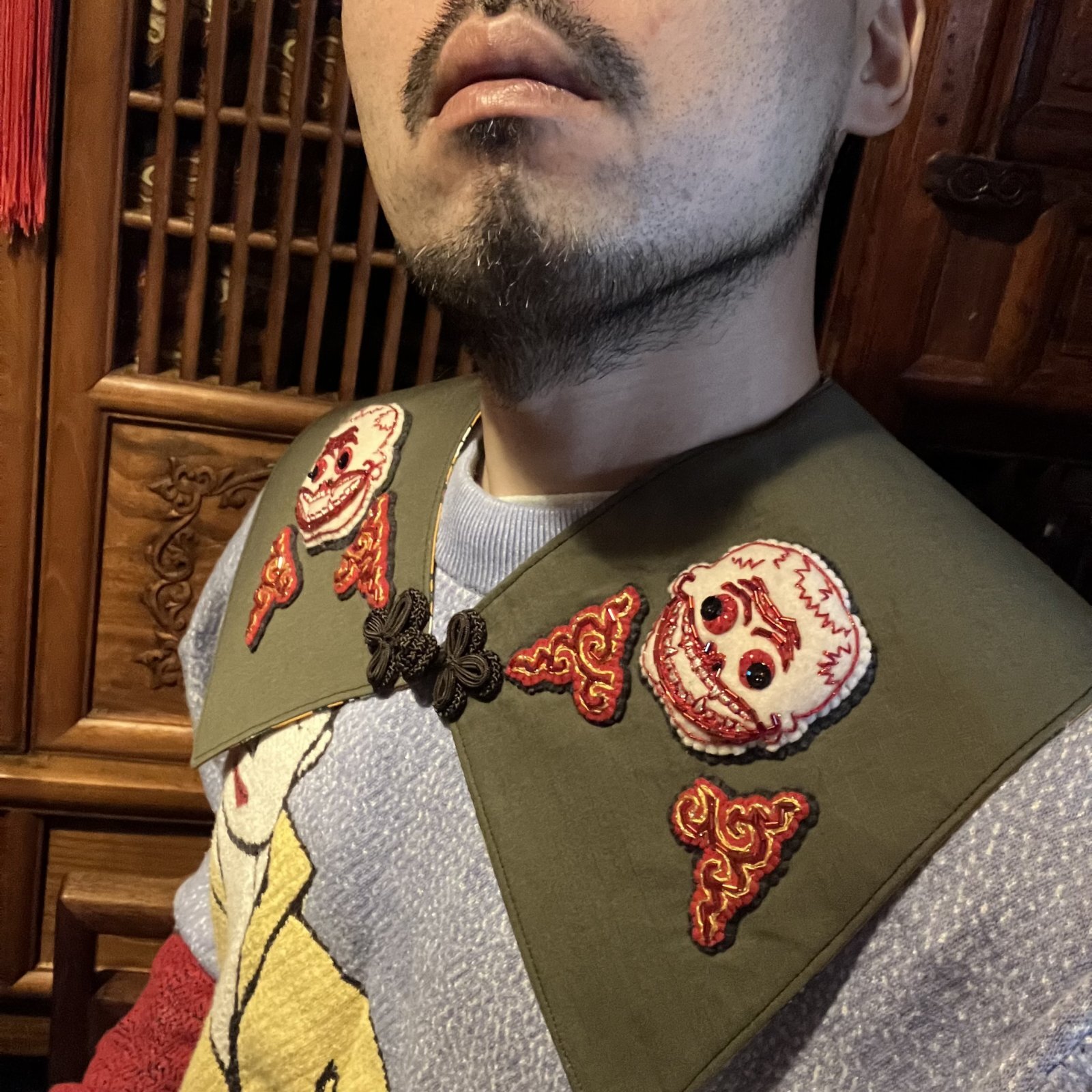 画像: つけ襟　チベットスカル